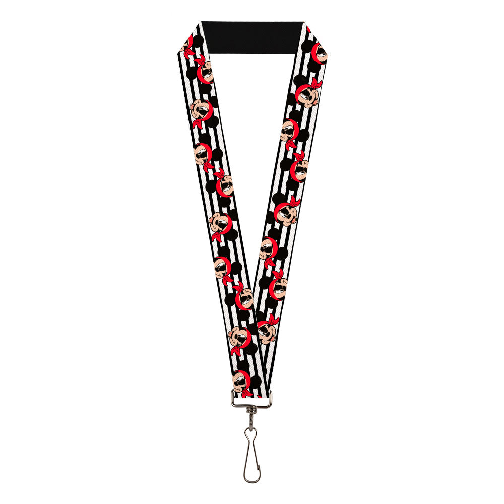 Lanyard - 1.0" - Pirate Mickey Mouse Expression Stripe White/Black