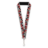 Lanyard - 1.0" - Pirate Mickey Mouse Expression Stripe White/Black