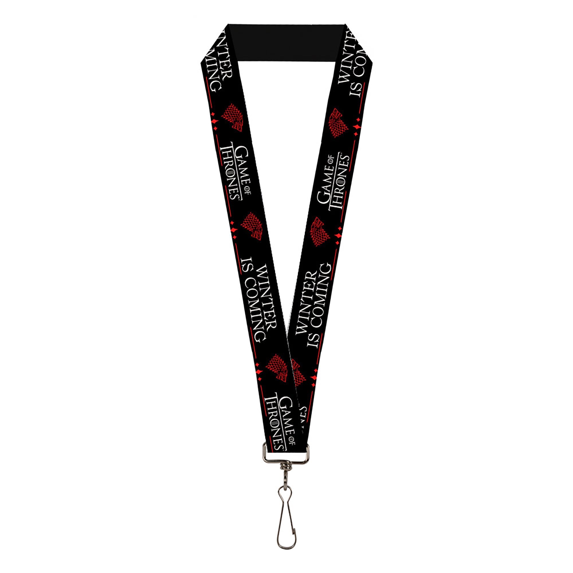 Lanyard - 1.0" - GAME OF THRONES WINTER IS COMING Stark Sigil Black/White/Red