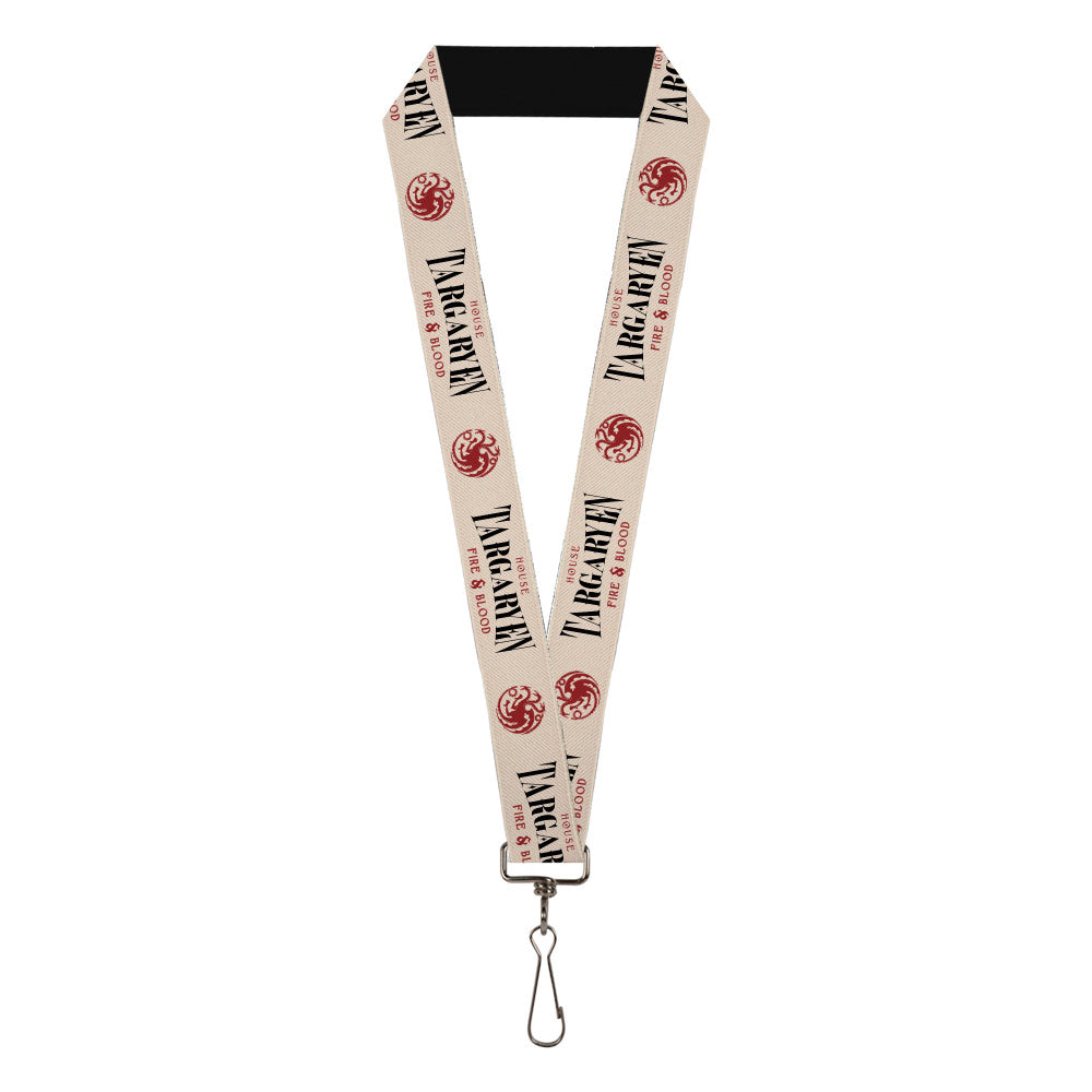 Lanyard - 1.0" - Game of Thrones TARGARYEN HOUSE OF FIRE & BLOOD Sigil White/Red/Black