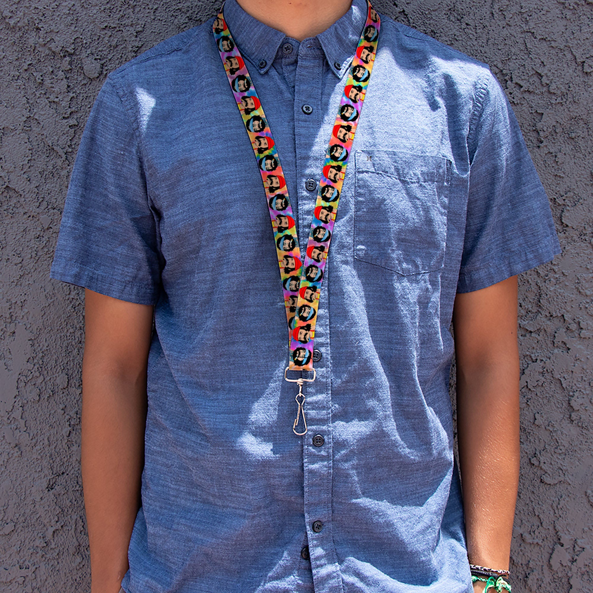 Lanyard - 1.0" - Homies in Dreamland Cheech and Chong Pose Flip Tie Dye Multi Color