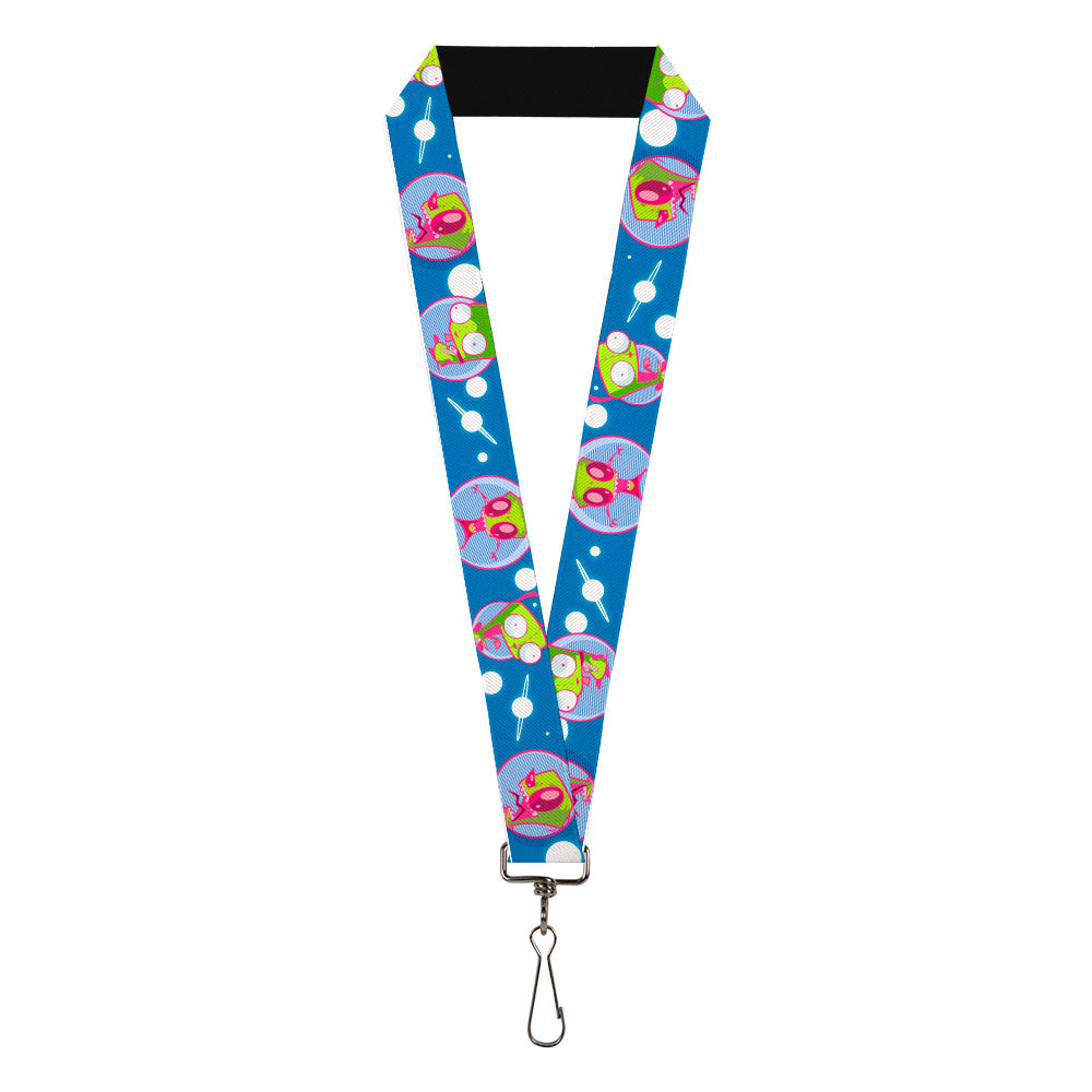 Lanyard - 1.0" - Invader Zim and GIR Poses and Planets Blue/White