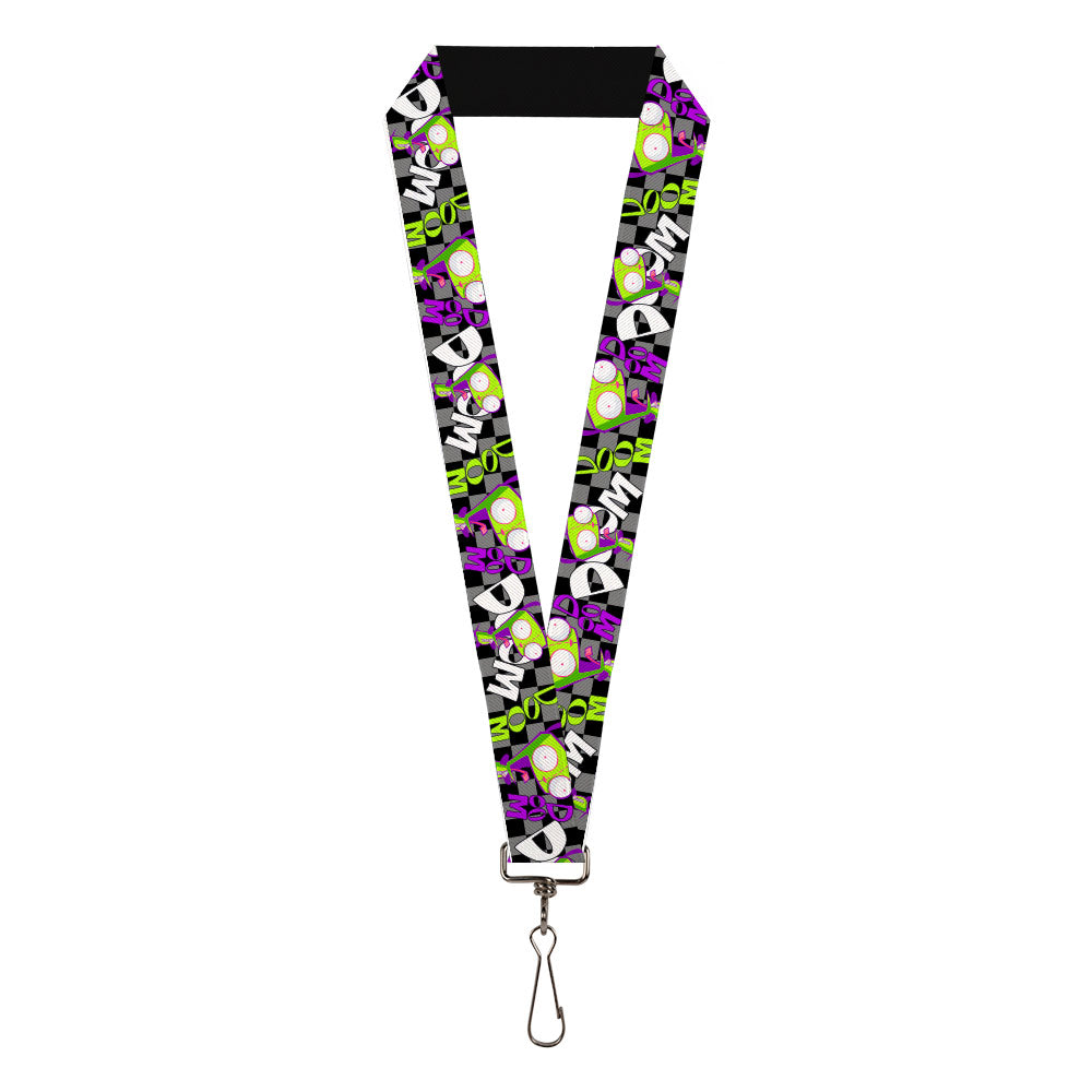 Lanyard - 1.0" - Invader Zim GIR DOOM Pose Checker Black/Gray