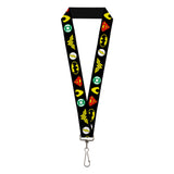 Lanyard - 1.0" - Justice League 6-Superhero Logos Black