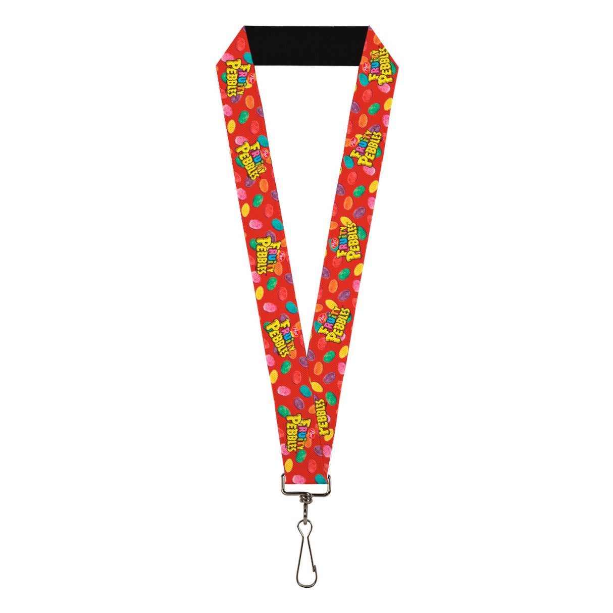 Lanyard - 1.0" - POST FRUITY PEBBLES Logo and Cereal Pebbles Scattered Red/Multi Color