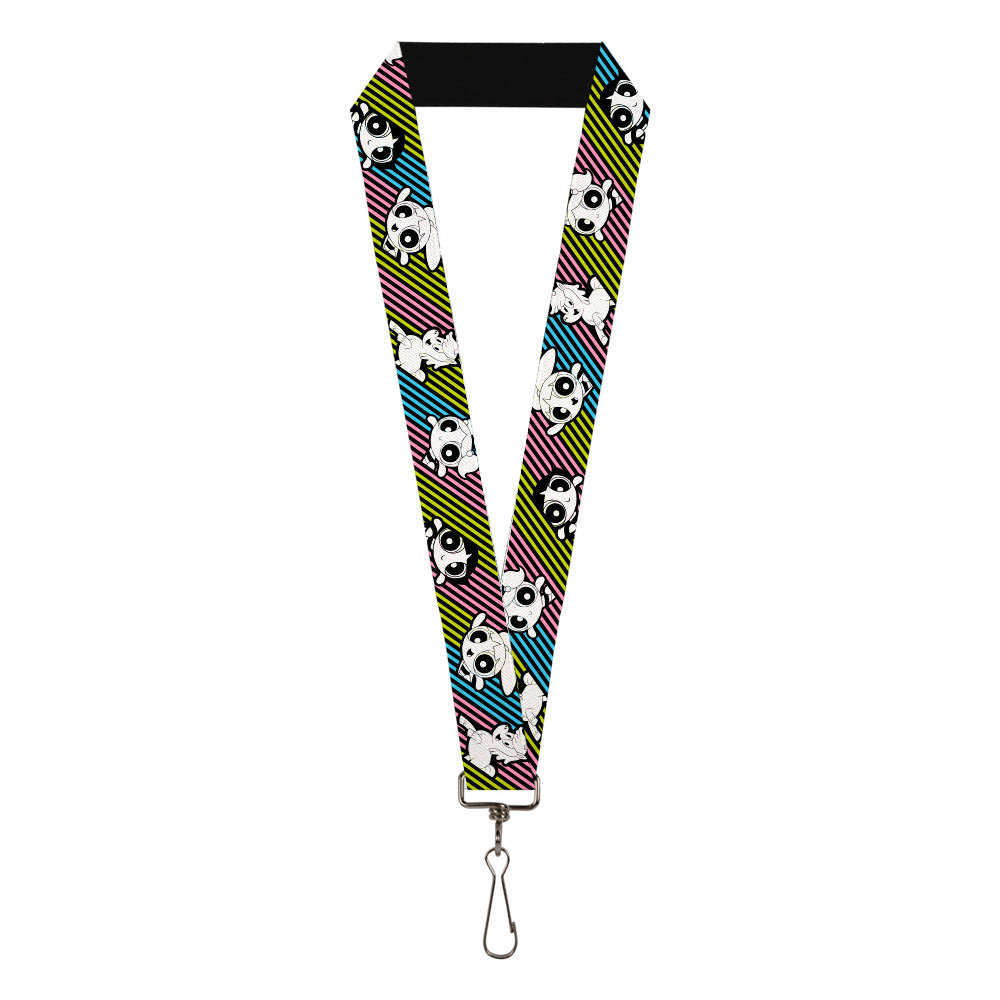 Lanyard - 1.0" - The Powerpuff Girls and Donny Stripe Black/Multi Pastel