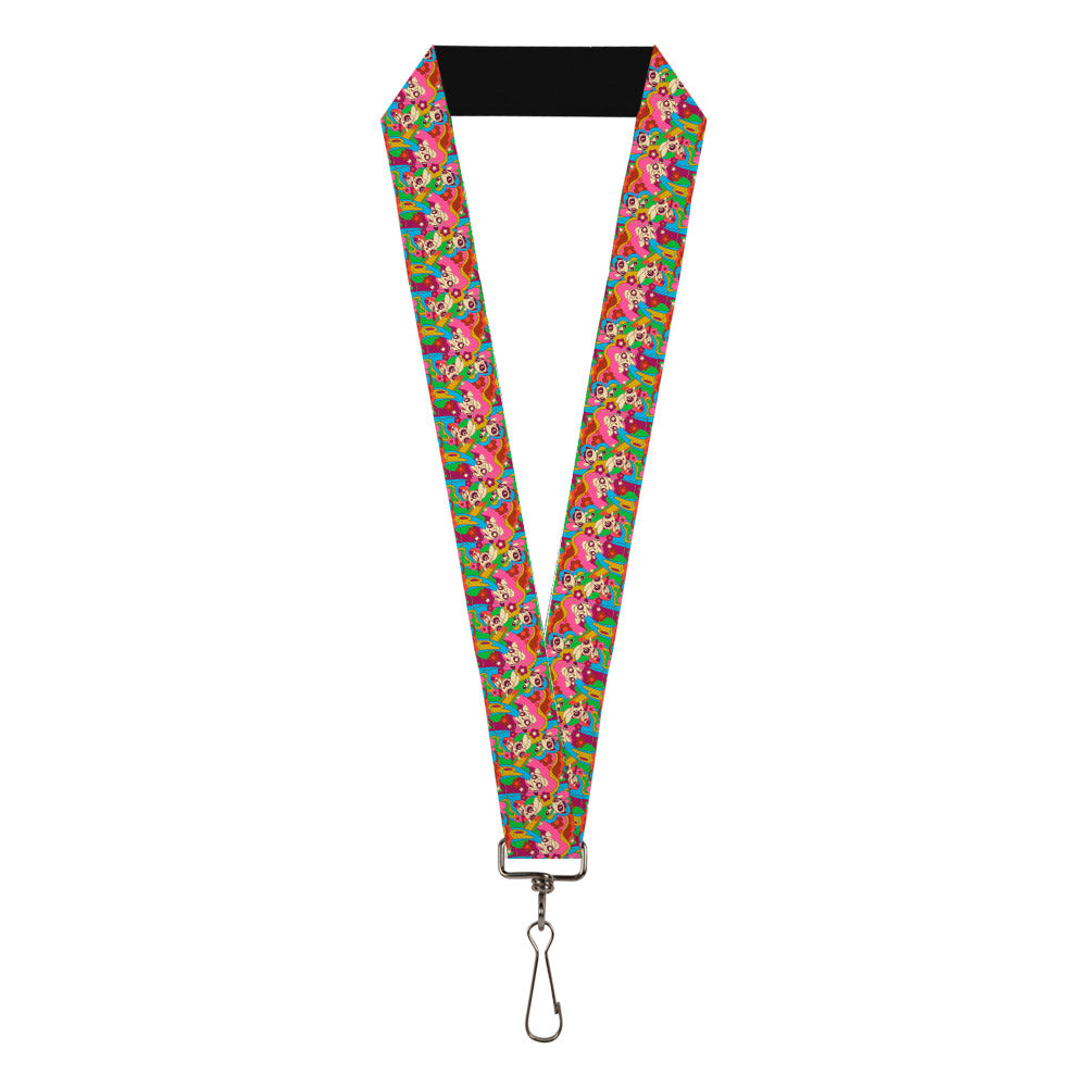 Lanyard - 1.0" - The Powerpuff Girls Flower Power Collage Multi Color