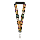 Lanyard - 1.0" - ROCKET POWER RP Logo/4-Character Faces CLOSE-UP Black/Green/Blue