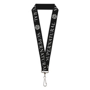 Lanyard - 1.0" - SUPERNATURAL Text and Pentagram Black/White