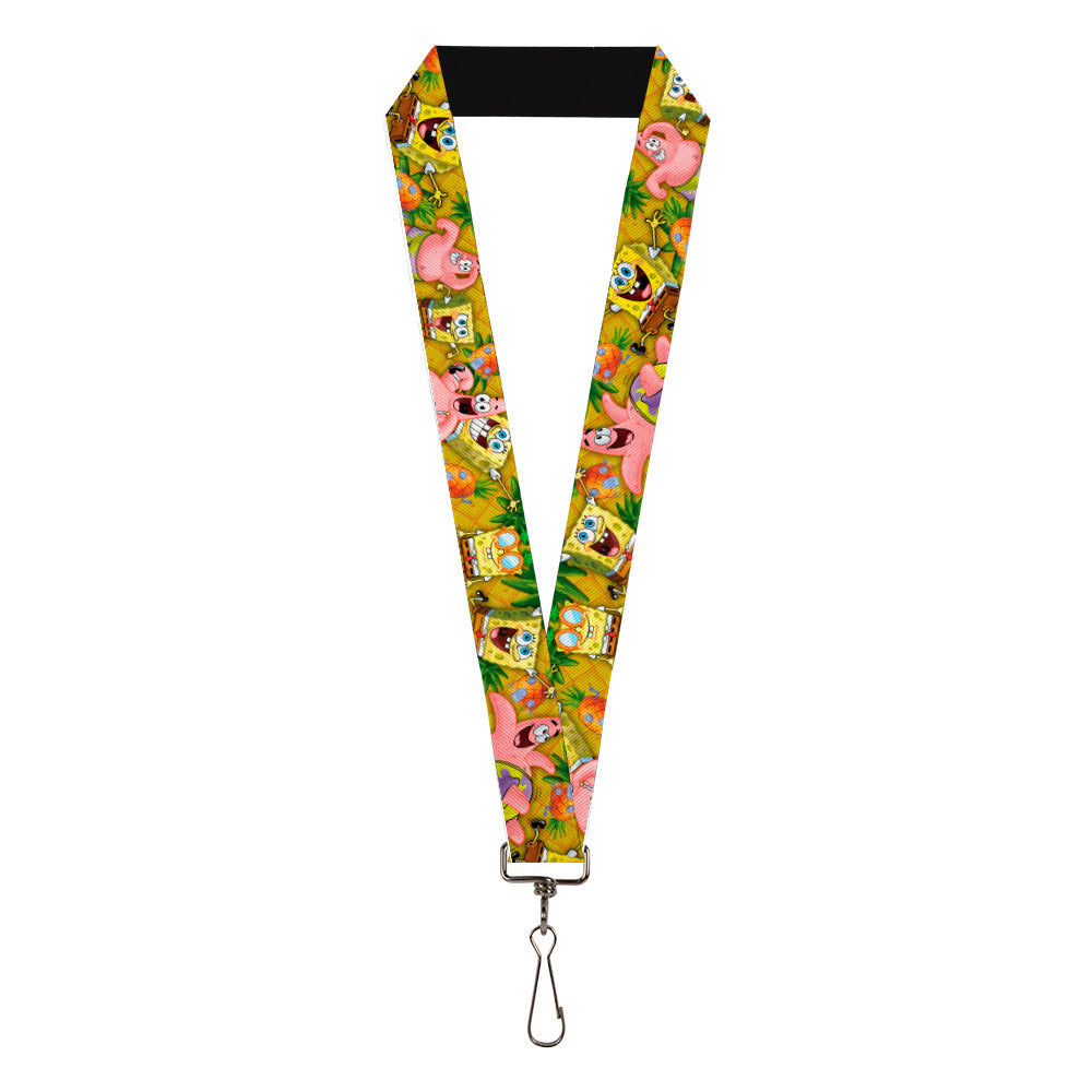 Lanyard - 1.0" - SpongeBob & Patrick Starfish Poses Pineapple Gold