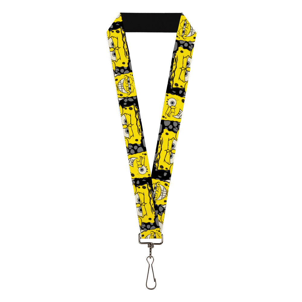 Lanyard - 1.0" - SpongeBob 4-CLOSE-UP Expressions/Crackle Black/Gray/Yellow