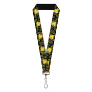 Lanyard - 1.0" - Primitive Sponge Pose/Leaves Black/Green