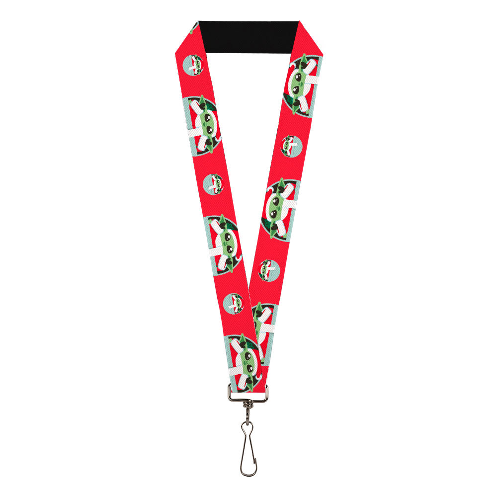 Lanyard - 1.0" - Star Wars Grogu Baby Yoda Holiday Santa Pod Pose Red