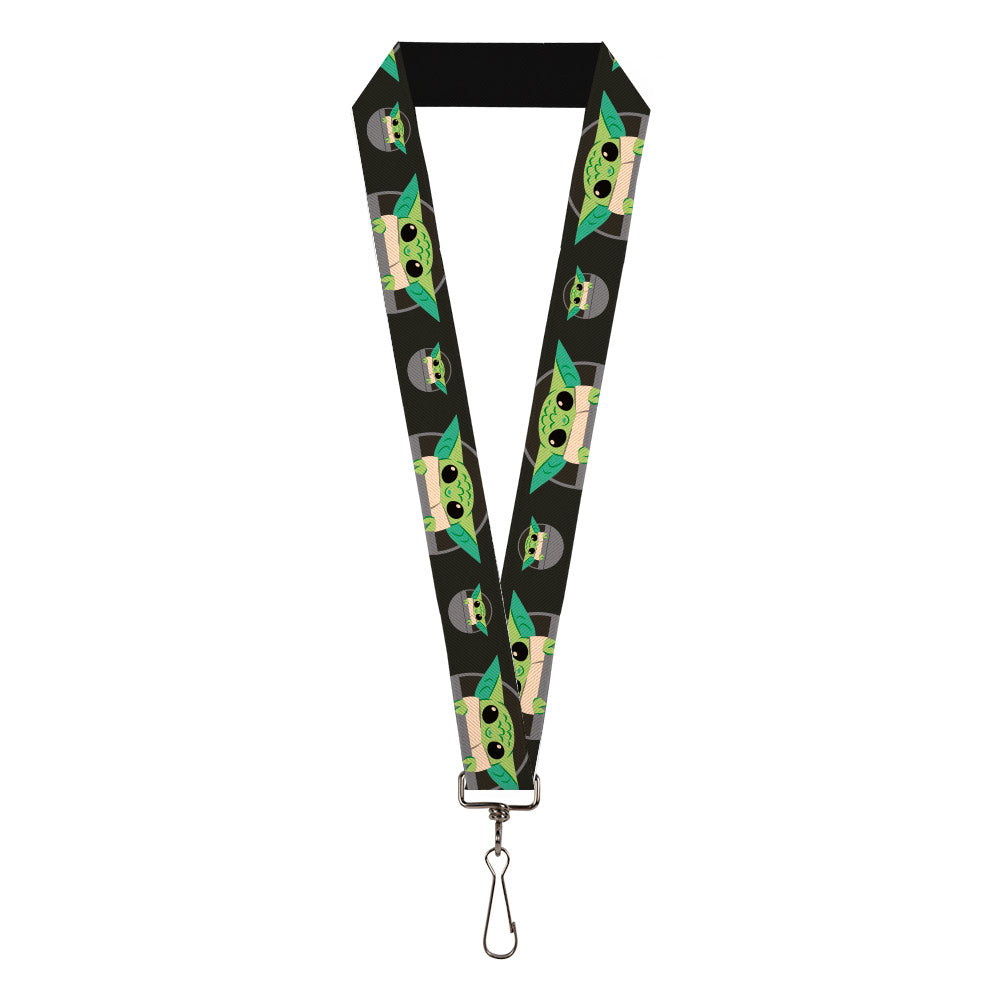 Lanyard - 1.0" - Star Wars Grogu Baby Yoda Pod Pose Black