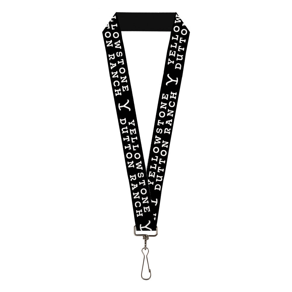 Lanyard - 1.0" - YELLOWSTONE DUTTON RANCH and Logo Black/White