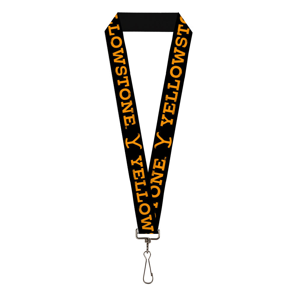 Lanyard - 1.0" - YELLOWSTONE Text and Y Logo Weathered Black/Orange