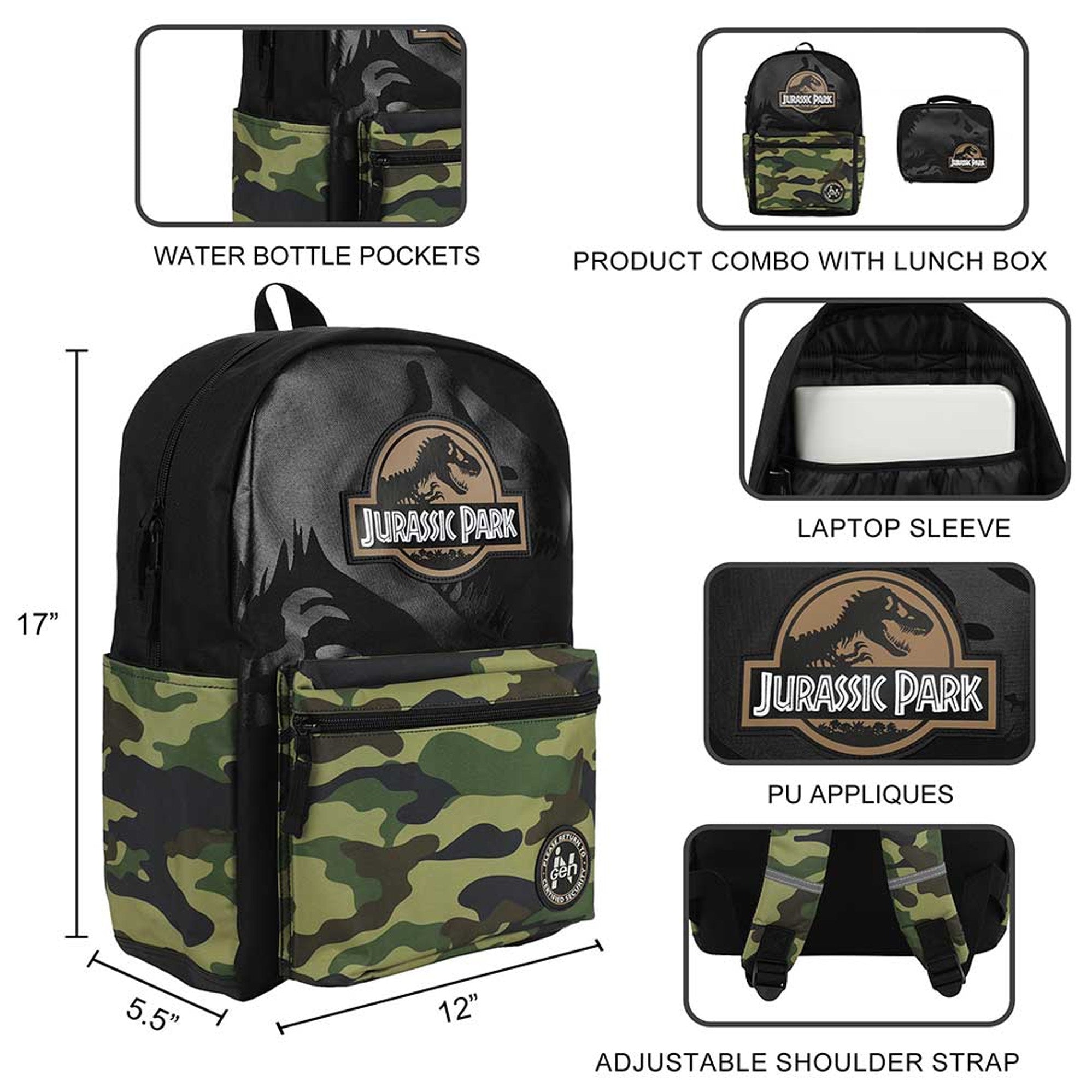 Jurassic Park Ingen Camo Lunch Tote & Backpack