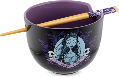 Corpse Bride and Skulls 20oz Ceramic Ramen Bowl