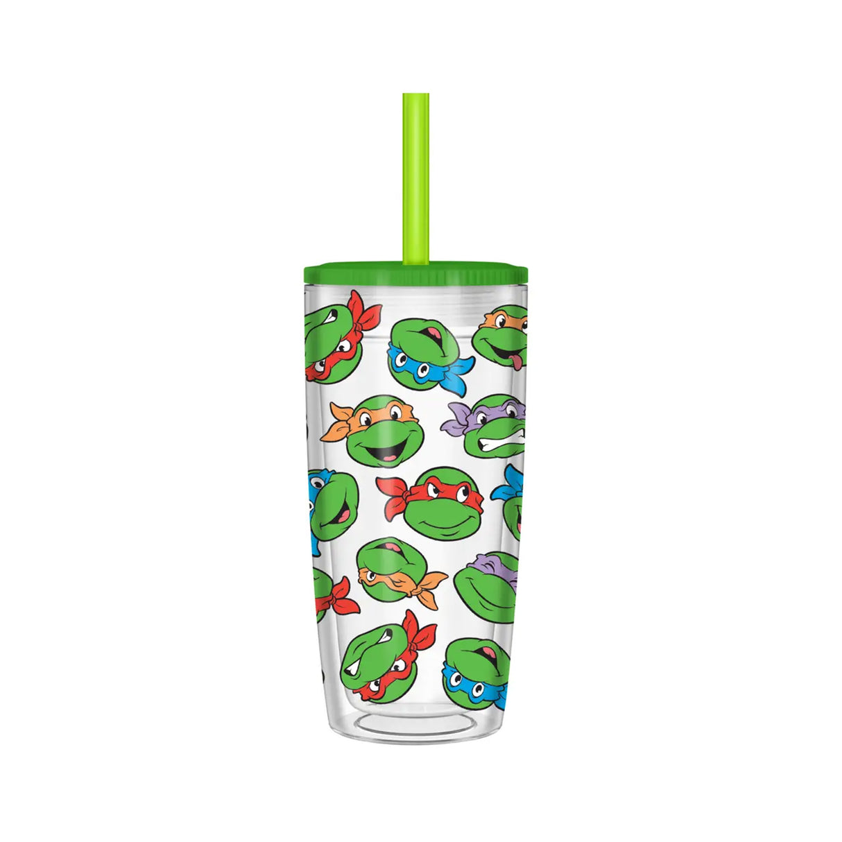 TMNT Multi Face Pattern 20oz Spill Resistant Plastic Tumbler