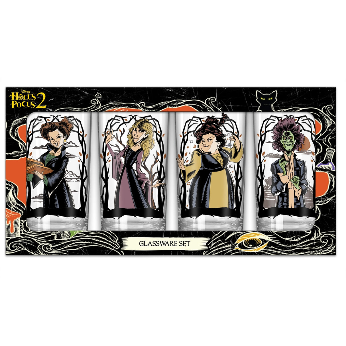 Hocus Pocus 10oz Glass Tumbler Set (4pc Set)