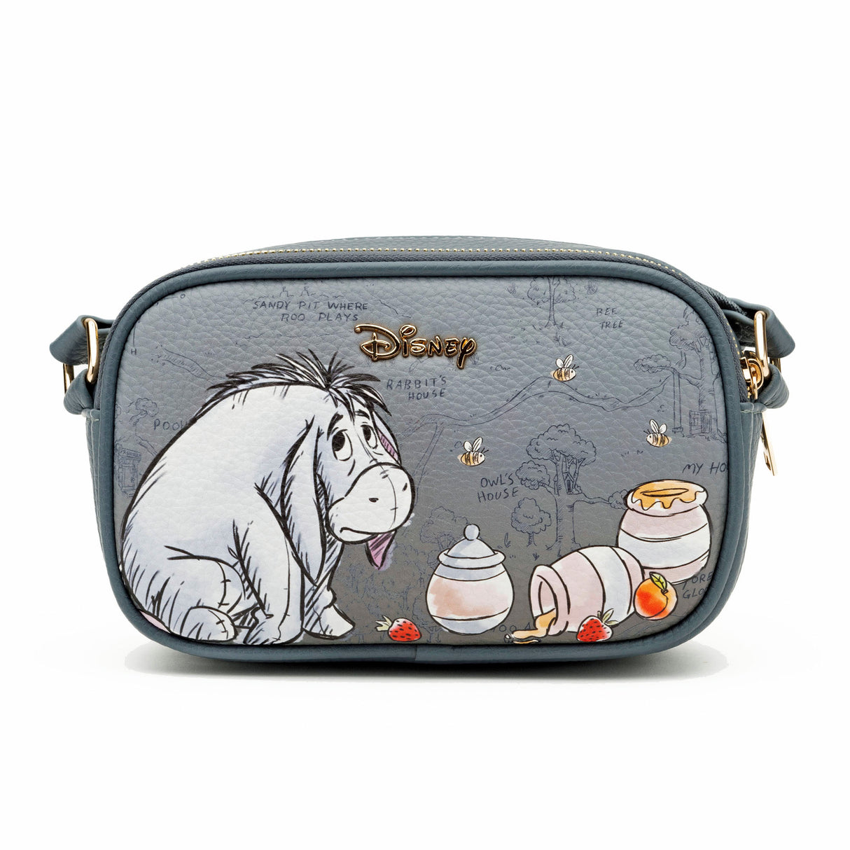 Disney Winnie the Pooh Eeyore Double Zipper Crossbody Bag