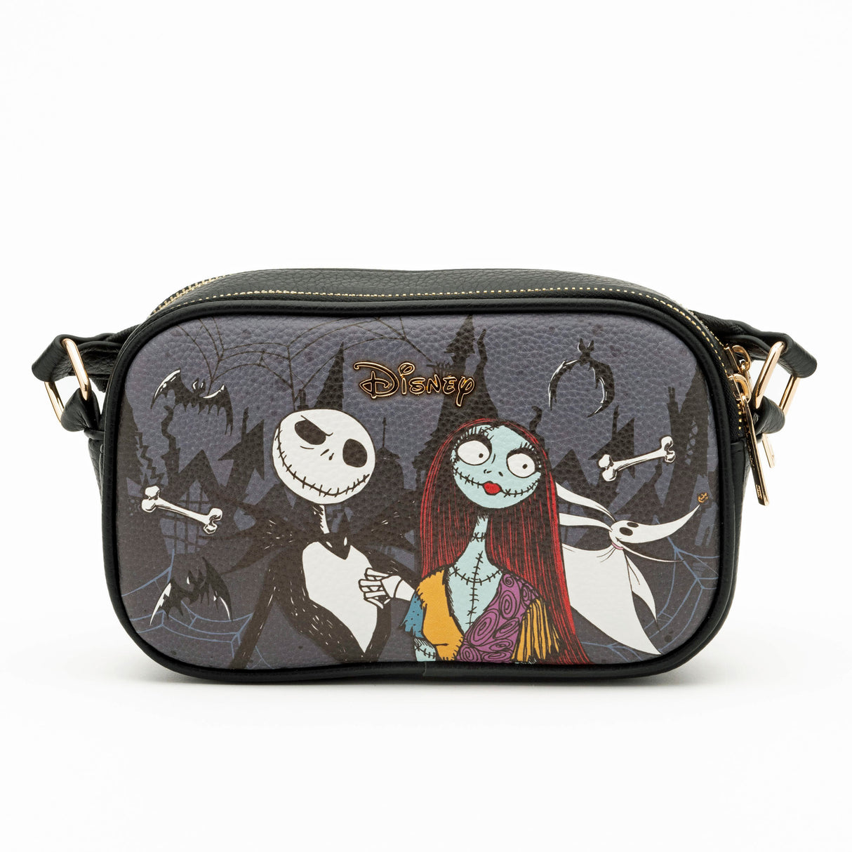 Disney Jack and Sally Double Zipper Crossbody Bag