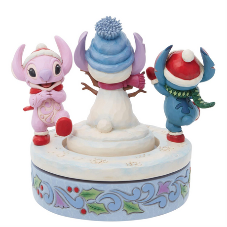 Disney Traditions - Stitch & Angel Building a Snowman Figurine