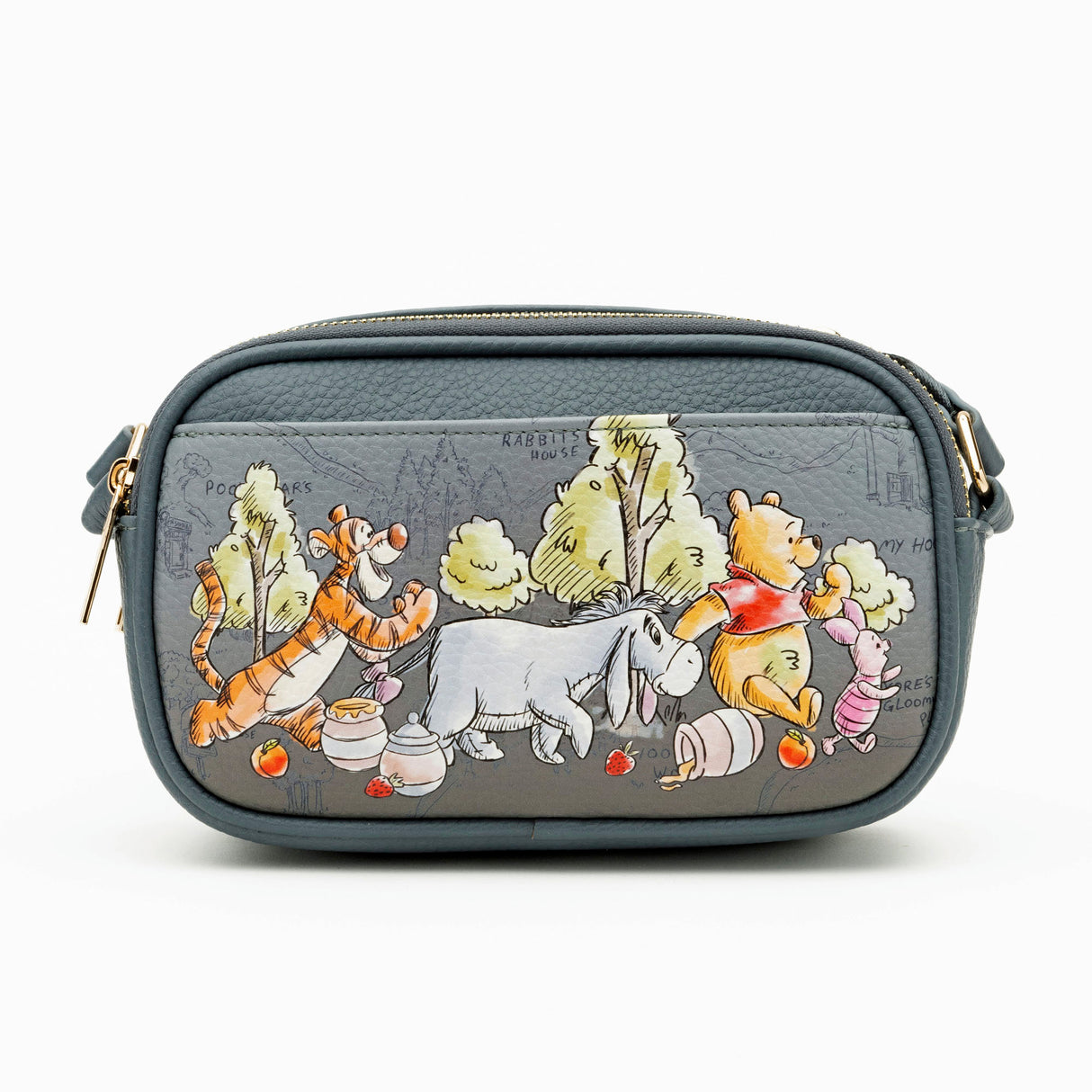 Disney Winnie the Pooh Eeyore Double Zipper Crossbody Bag