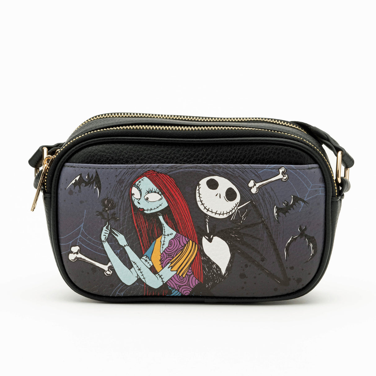 Disney Jack and Sally Double Zipper Crossbody Bag