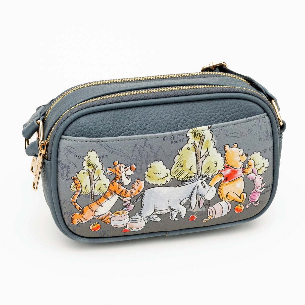 Disney Winnie the Pooh Eeyore Double Zipper Crossbody Bag