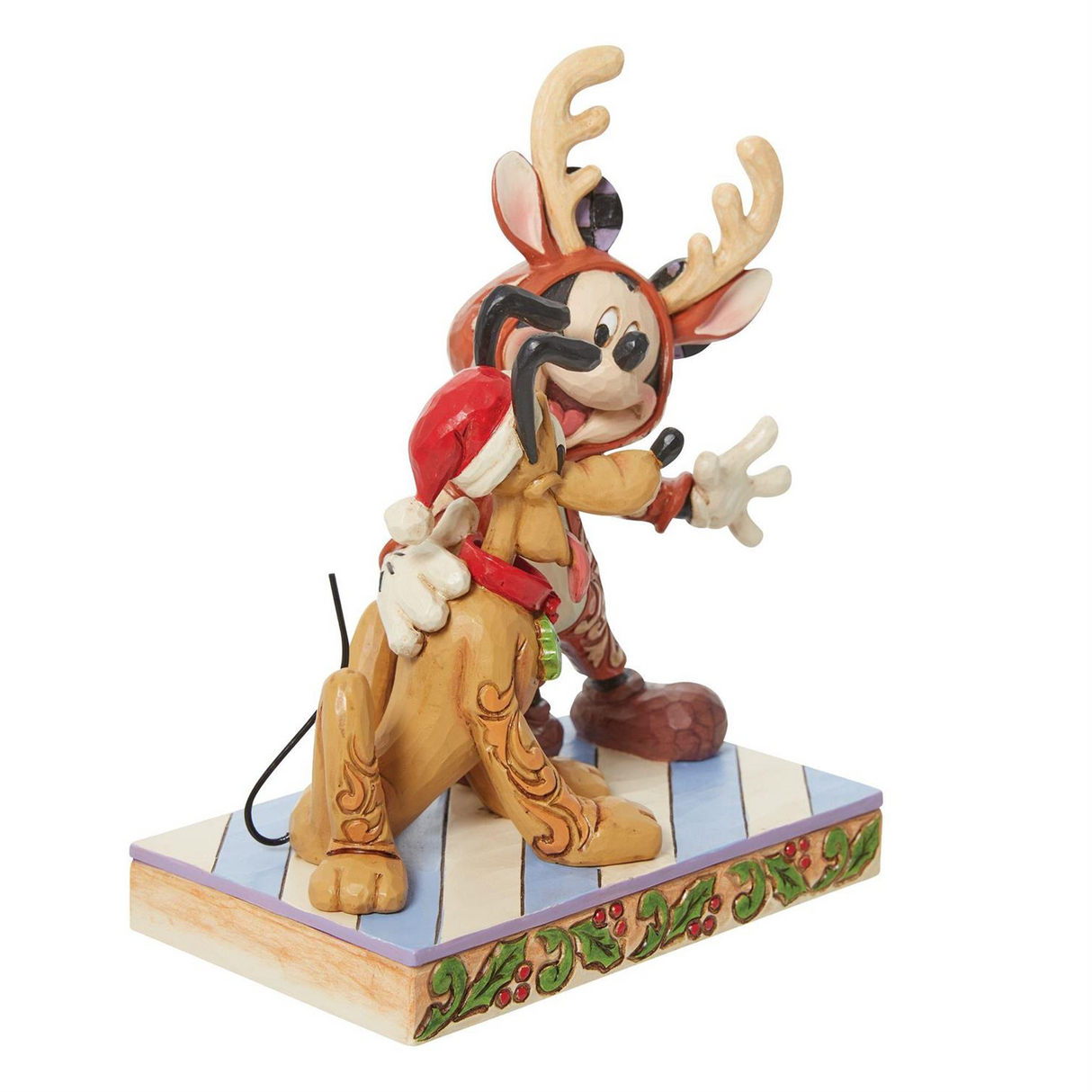 Disney Traditions - Mickey Reindeer with Pluto Santa Figurine