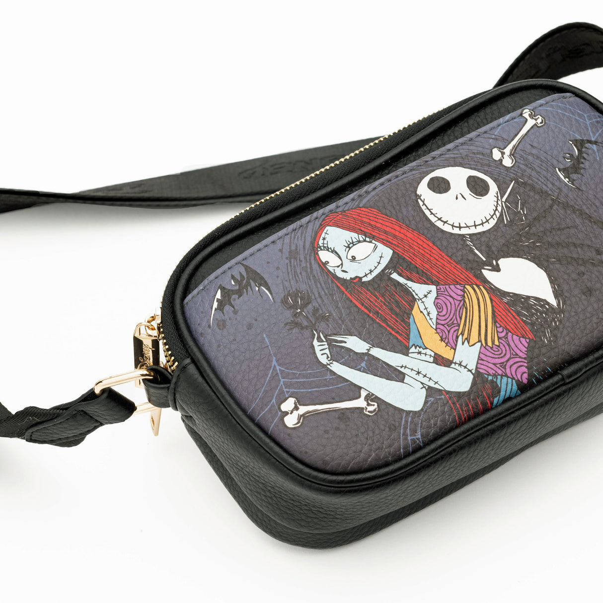 Disney Jack and Sally Double Zipper Crossbody Bag