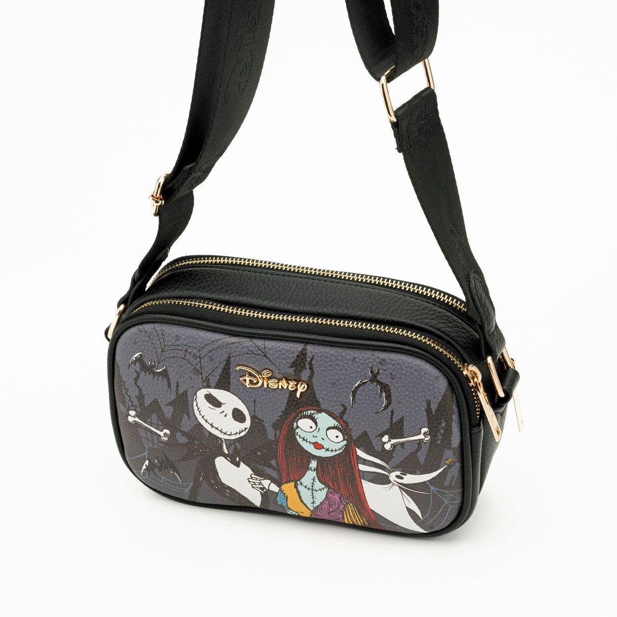 Disney Jack and Sally Double Zipper Crossbody Bag