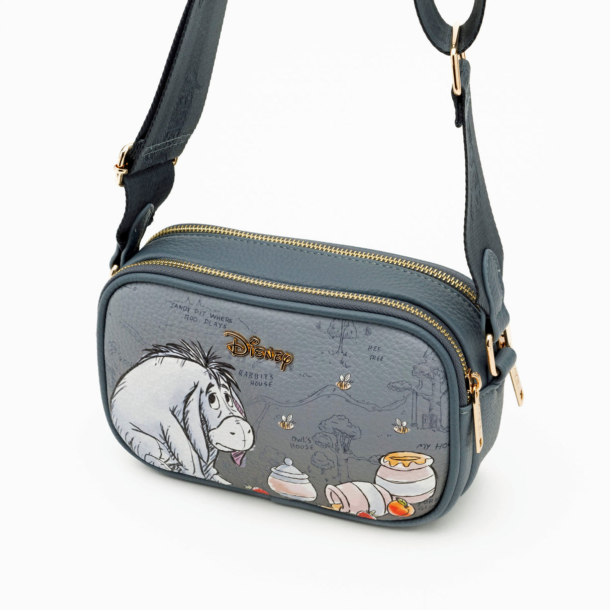 Disney Winnie the Pooh Eeyore Double Zipper Crossbody Bag