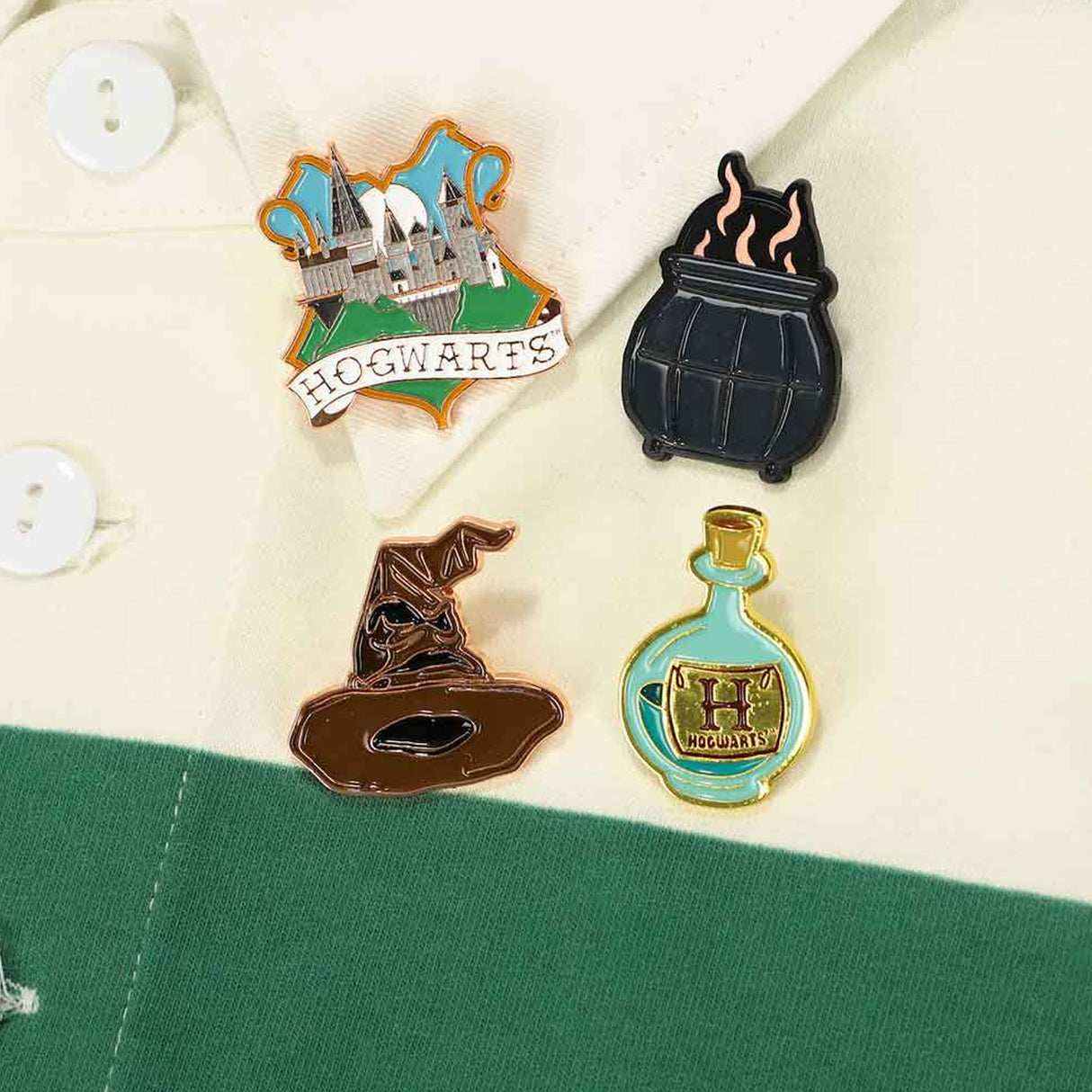 Harry Potter Hogwarts School of Witchcraft and Wizardy 4 Pack Enamel Pins