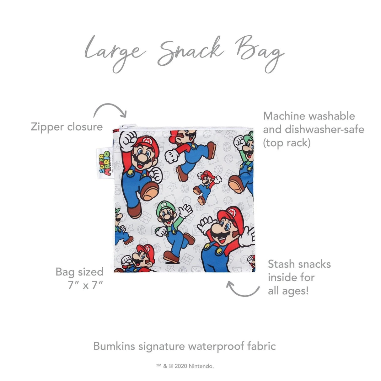 Reusable Snack Bag, Large: Super Mario™ & Luigi