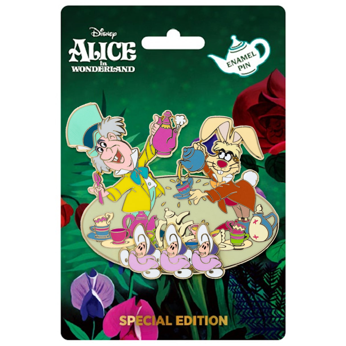 Disney Alice in Wonderland Mad Tea Party 3.5" Collectible Pin on Pin Special Edition 300