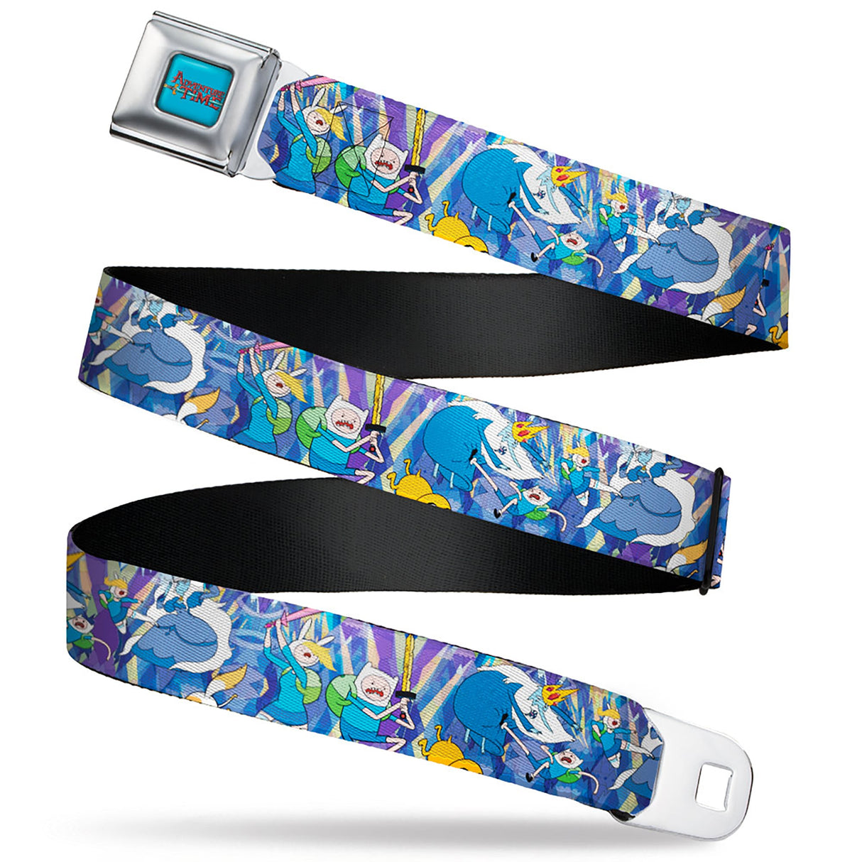 ADVENTURE TIME Title Logo Full Color Blue Seatbelt Belt - Adventure Time Finn Jake and Fionna Cake Ice Kingdom Battle Blues Webbing