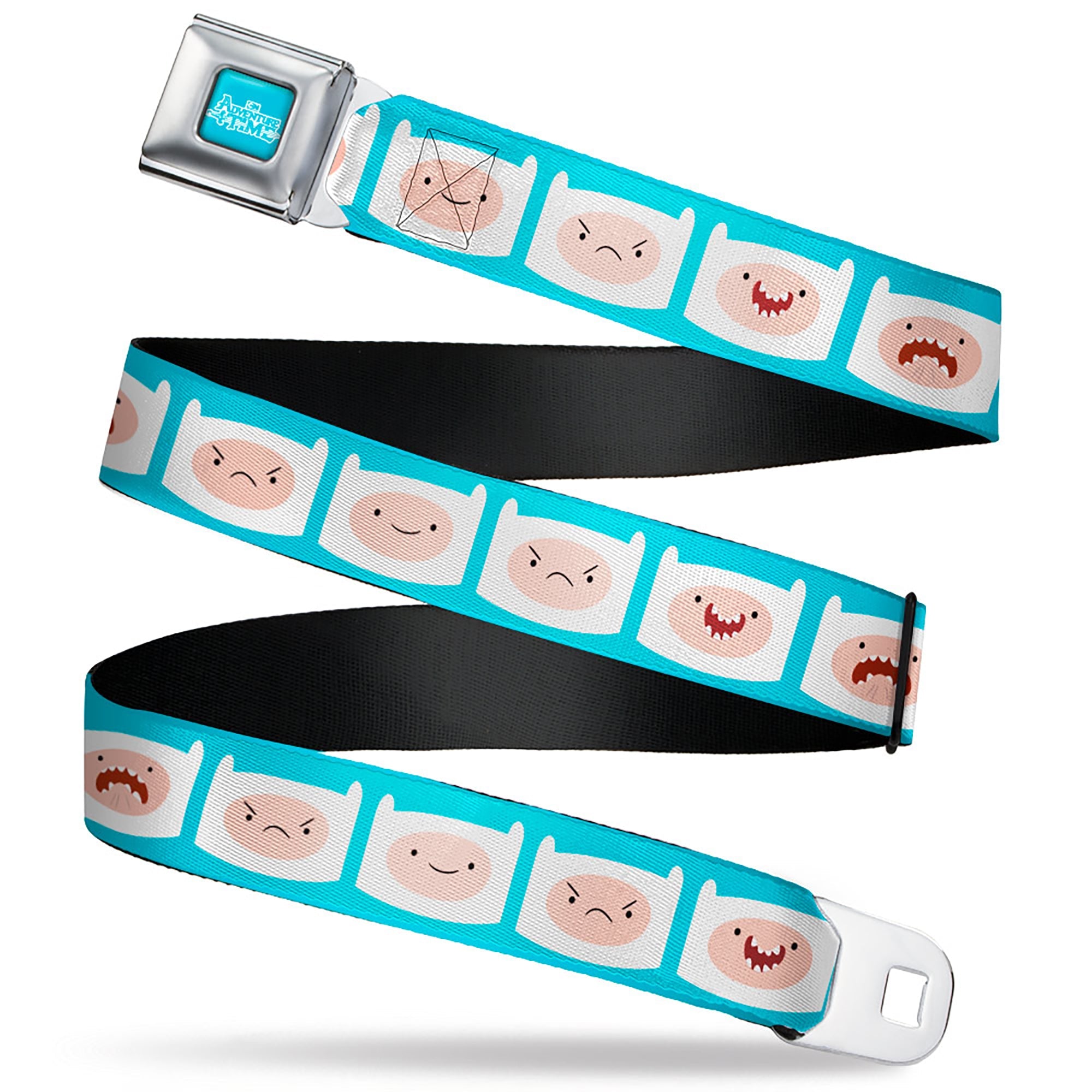 ADVENTURE TIME Title Logo Full Color Blue/White Seatbelt Belt - Adventure Time Finn Expressions Blue Webbing