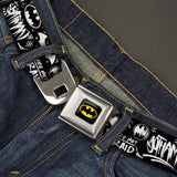 Batman Full Color Black/Yellow Seatbelt Belt - Batman Gotham City Graffiti Collage Black/White Webbing