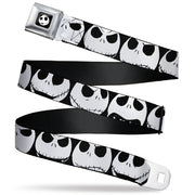 Jack Expression2 Full Color Seatbelt Belt - Nightmare Before Christmas 7-Jack Expressions CLOSE-UP Black/White Webbing