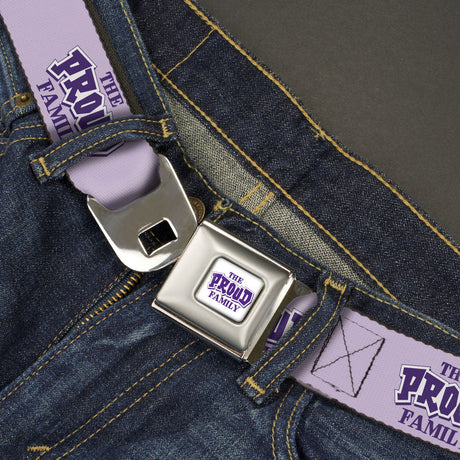 THE PROUD FAMILY Title Logo Full Color White/Purple Seatbelt Belt - THE PROUD FAMILY Title Logo Purples Webbing