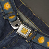 WISH Title Logo Full Color Yellow/Blue Seatbelt Belt - Wish Star Poses Blue/Yellows Webbing