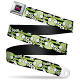 INVADER ZIM Title Logo Full Color Pink/Green Seatbelt Belt - Invader Zim GIR DOOM Flip Poses Stripe Black/Green Webbing