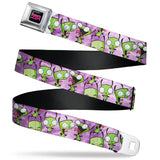 INVADER ZIM Title Logo Full Color Pink/Green Seatbelt Belt - Invader Zim GIR Poses Tie Dye Blues Webbing