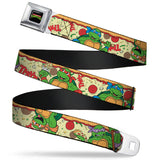 Classic TMNT Logo Full Color Seatbelt Belt - Classic TMNT Turtle Pizza Webbing