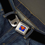 Superman Full Color Blue Seatbelt Belt - (W10200) Black Webbing