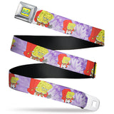 SpongeBob SquarePants Logo Full Color Yellow/Blues Seatbelt Belt - SpongeBob SquarePants Dozing Meme Pose Tie Dye Purples Webbing