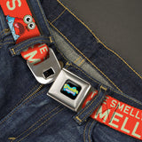 SpongeBob SquarePants Logo Full Color Black/Blues Seatbelt Belt - SpongeBob Mr. Krabs THE SMELLY SMELL THAT SMELLS Pose Orange Webbing