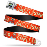 SpongeBob SquarePants Logo Full Color Black/Blues Seatbelt Belt - SpongeBob Mr. Krabs THE SMELLY SMELL THAT SMELLS Pose Orange Webbing